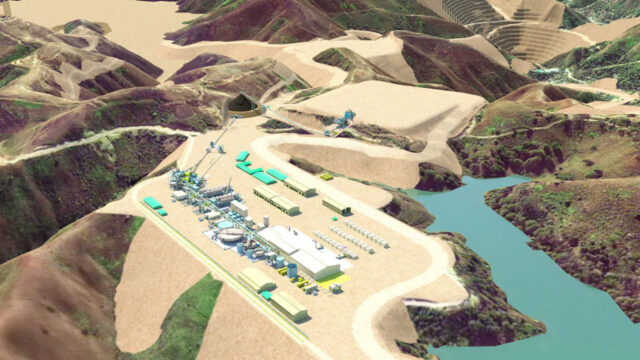 3D visual rendering of an industrial mining site