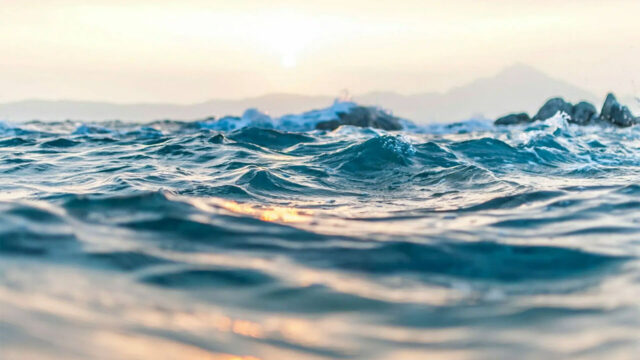 Close up of a ocean waves near a shoreline