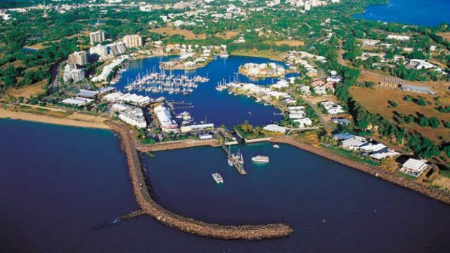 Aerial view of a harbor in Darwin